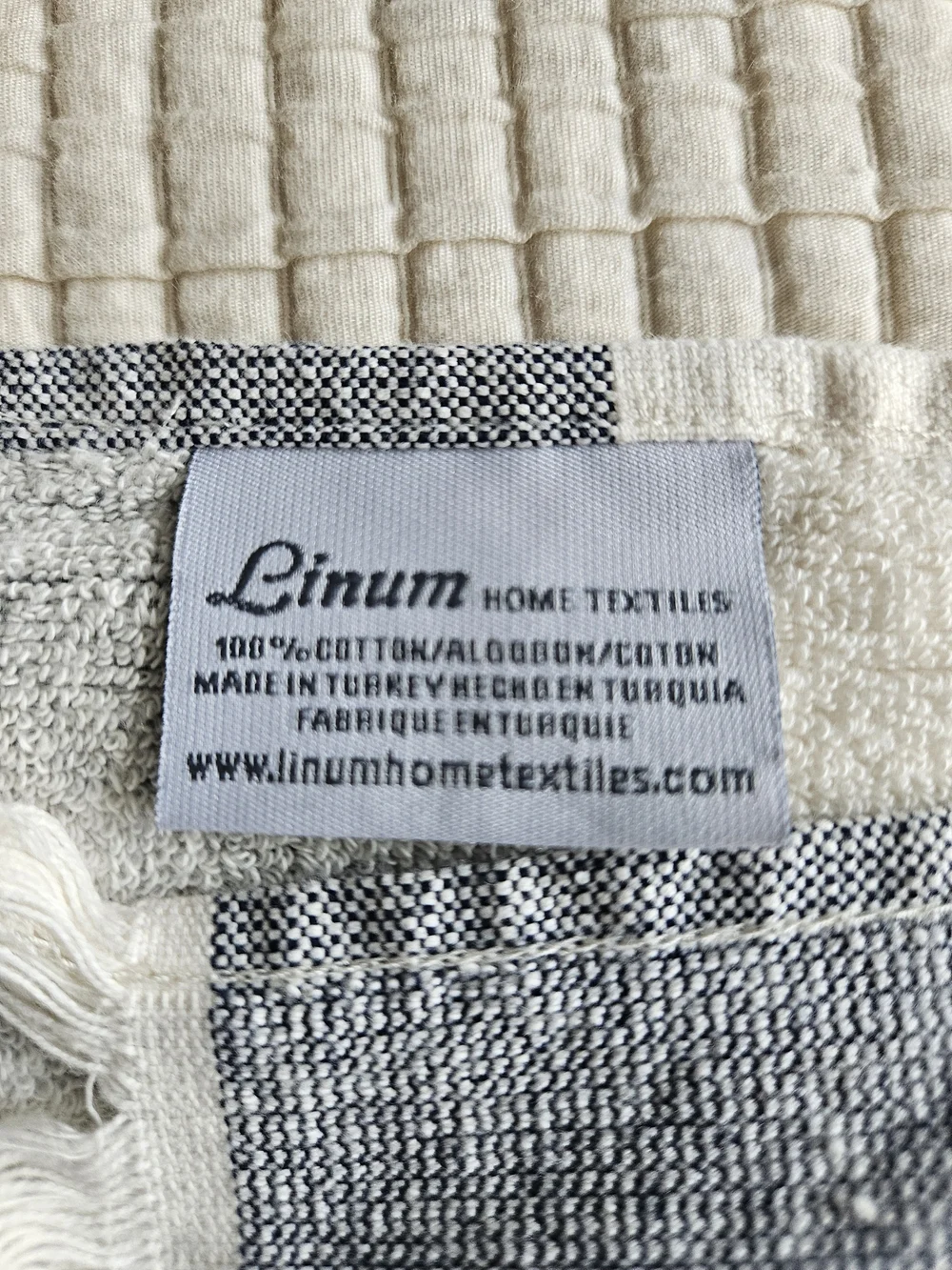 NWOT 2 Striped Blue & Ivory Turkish-Style Beach Towel - Linum Home